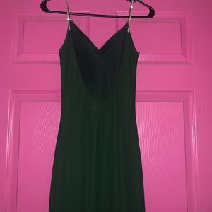 Floor length dark green dress-crystal straps